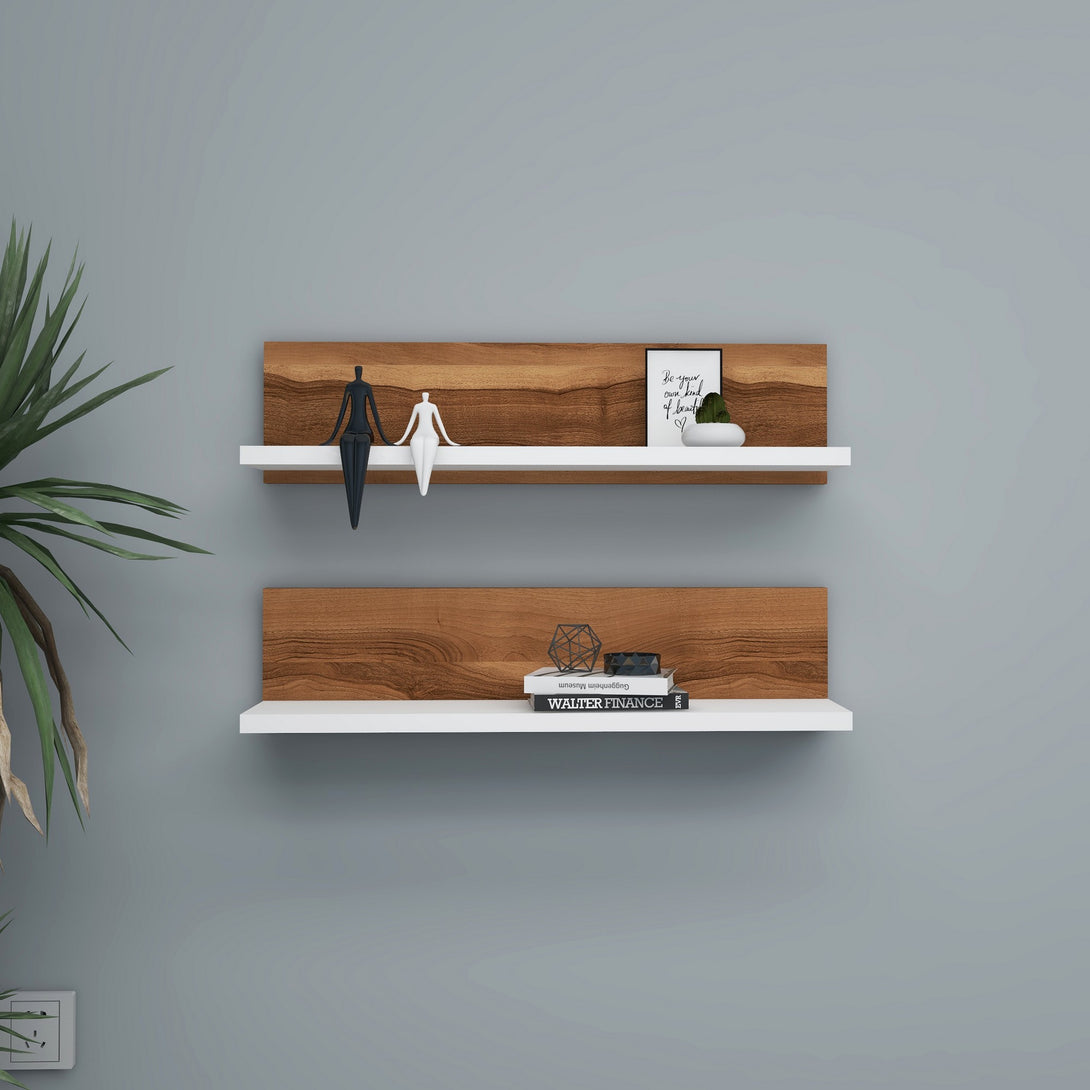 Fali polc Shelf - Walnut, White-Vashome.sk