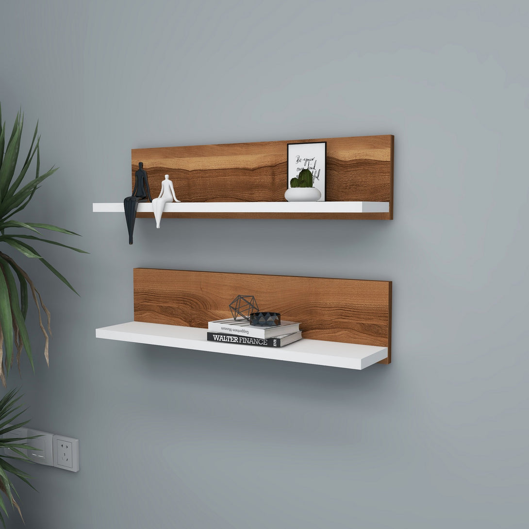 Fali polc Shelf - Walnut, White-Vashome.sk