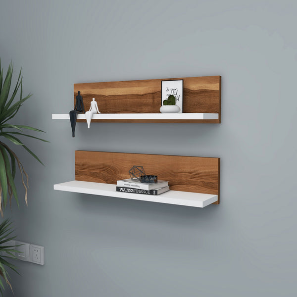 Fali polc Shelf - Walnut, White-Vashome.sk