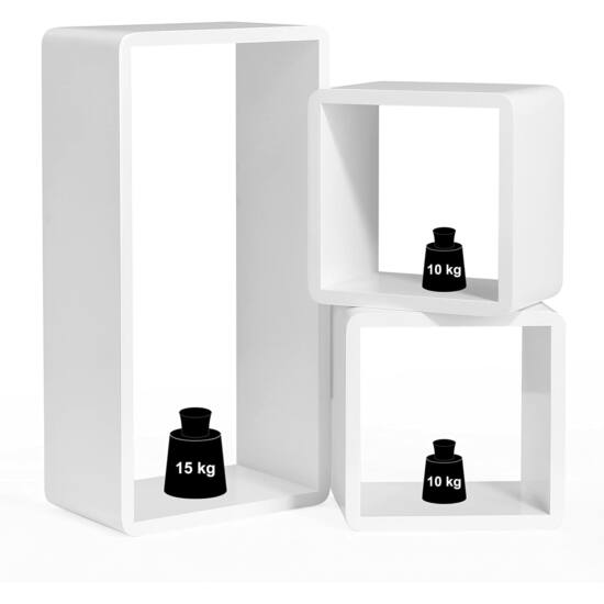 Nástenné poličky, 3 sady, nástenné poličky, poličky v tvare kocky, hĺbka 15 cm, dĺžka 50 x 22 x 22 cm-Vashome.sk