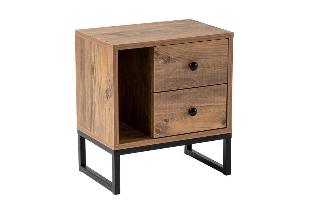 Nočný stôl Glimmer - Atlantic Pine, Black-Vashome.sk
