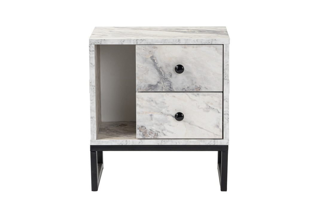 Nočný stôl Glimmer - Fressia Marble, Black-Vashome.sk