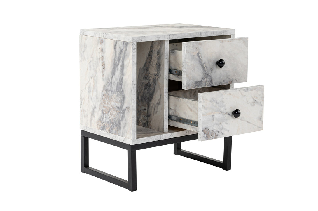 Nočný stôl Glimmer - Fressia Marble, Black-Vashome.sk