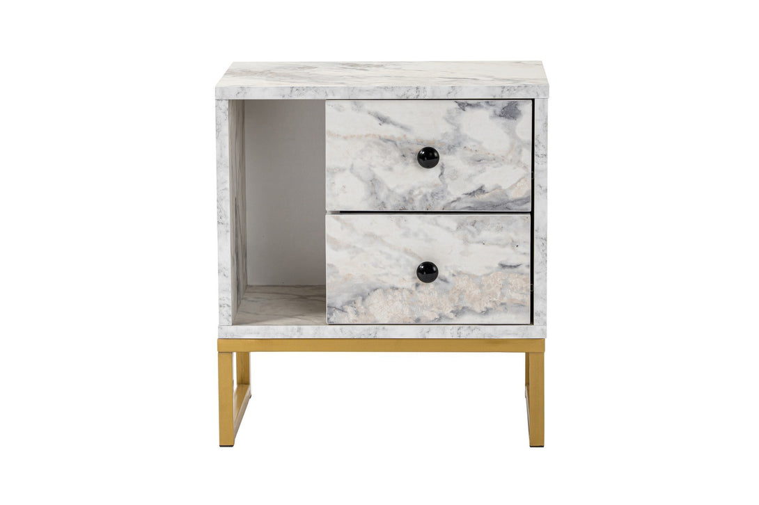 Nočný stôl Glimmer - Fressia Marble, Gold-Vashome.sk