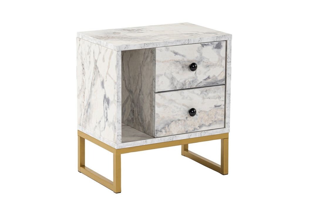 Nočný stôl Glimmer - Fressia Marble, Gold-Vashome.sk