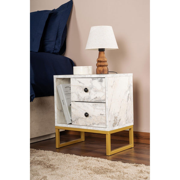 Nočný stôl Glimmer - Fressia Marble, Gold-Vashome.sk
