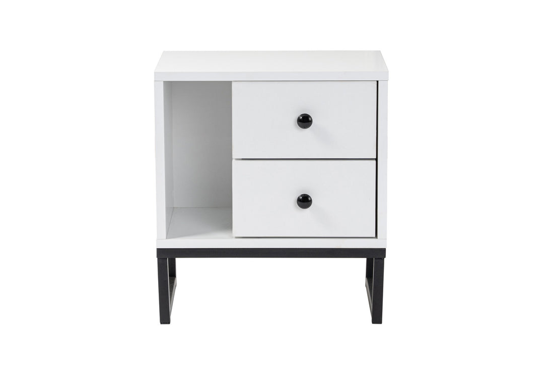 Nočný stôl Glimmer - White, Black-Vashome.sk