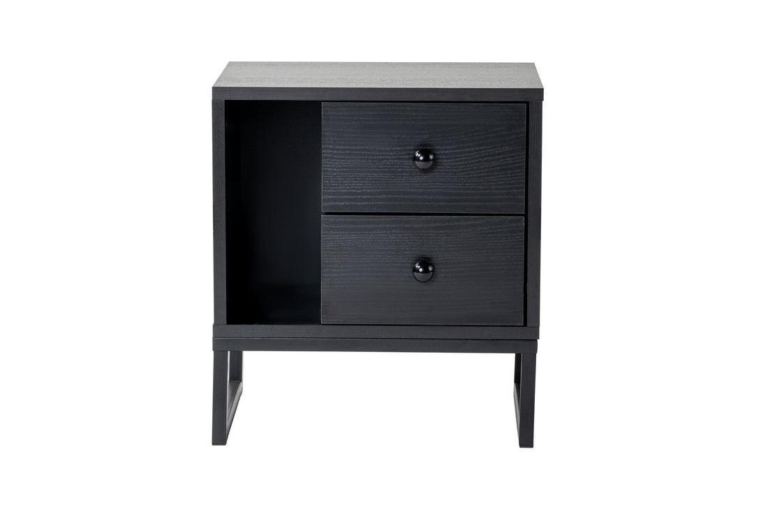 Nočný stôl Glimmer - Wood Black, Black-Vashome.sk