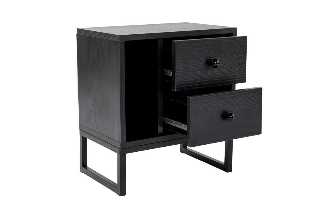 Nočný stôl Glimmer - Wood Black, Black-Vashome.sk