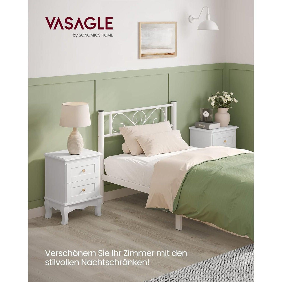 Nočný stolík s 2 zásuvkami, sada 2 ks, vintage, biely | VASAGLE-Vashome.sk