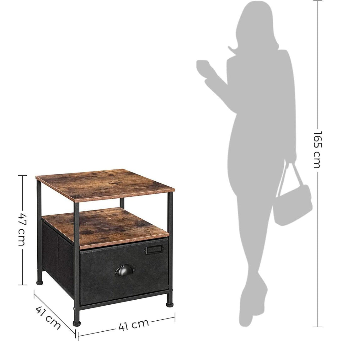 Nočný stolík s látkovou zásuvkou, 41 x 47 x 41 cm, rustikálny hnedý-Vashome.sk