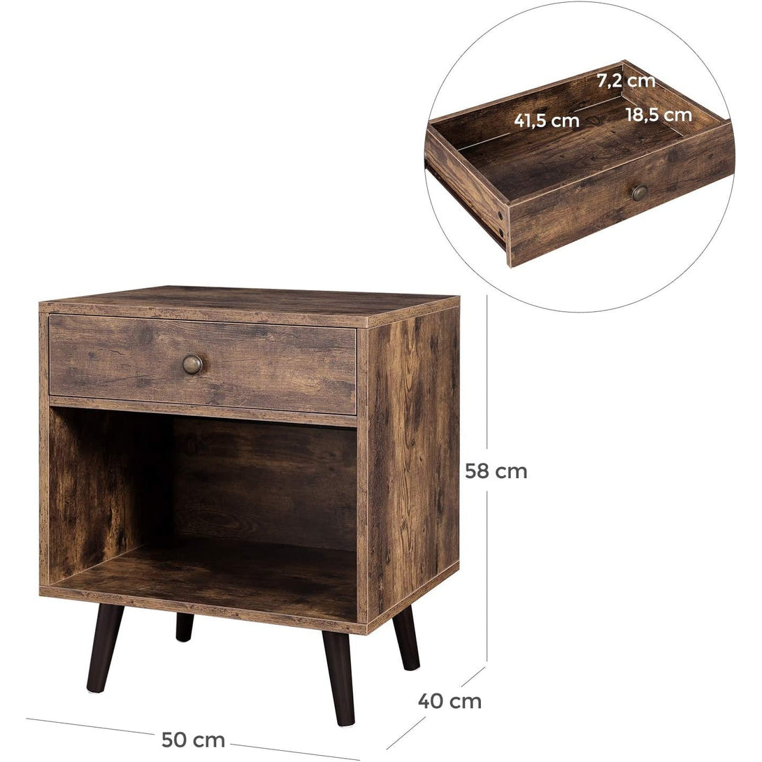 Nočný stolík so zásuvkou a otvorenou priehradkou 50 x 40 x 58 cm-Vashome.sk