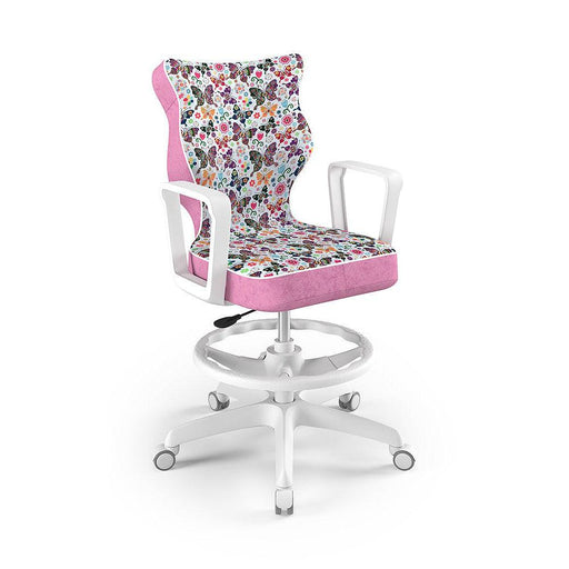 NORM Detská otočná stolička s podrúčkami a podnožkou, pre deti s výškou 146-176 cm, so vzorom motýľa | Entelo-Vashome.sk