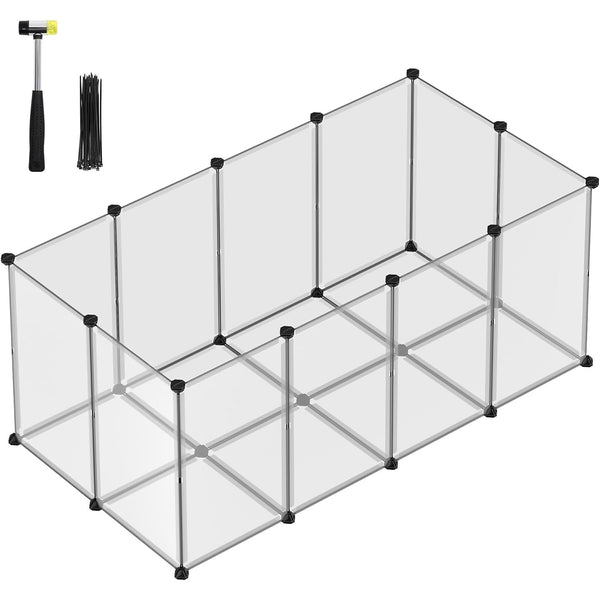 Kisállat járóka padlóval, DIY műanyag ketrec, fehér-Vashome.sk