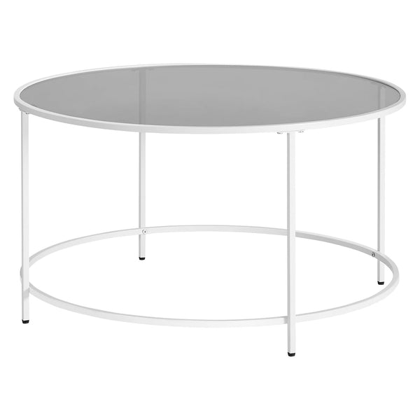 Okrúhly konferenčný stolík, stolík s oceľovým rámom, biela a sivá farba-Vashome.sk