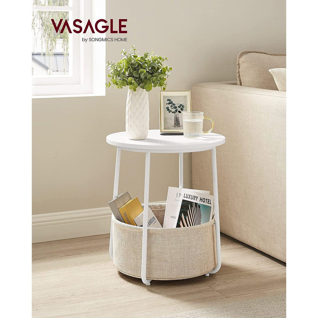 Okrúhly príručný stolík, malý stolík, biela a béžová farba | VASAGLE-Vashome.sk