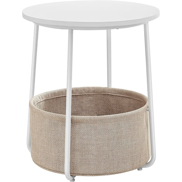 Okrúhly príručný stolík, malý stolík, biela a béžová farba | VASAGLE-Vashome.sk
