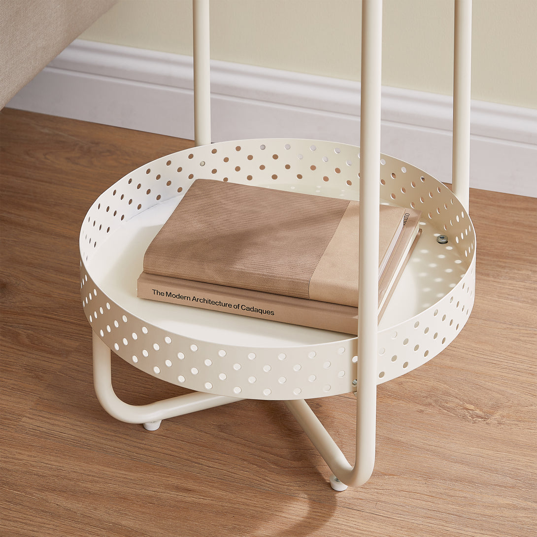 Okrúhly príručný stolík, priemer 40 cm, béžová farba-Vashome.sk