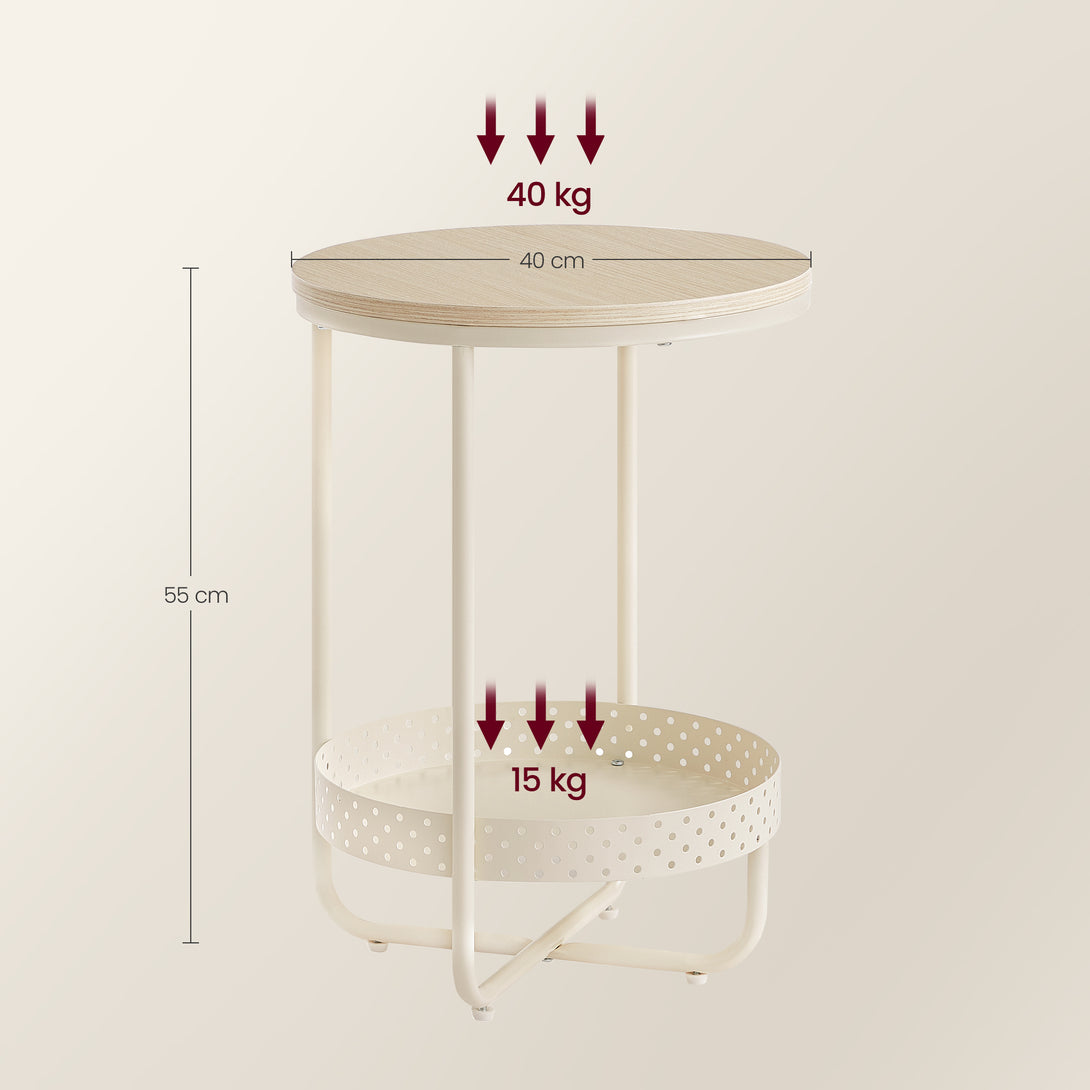 Okrúhly príručný stolík, priemer 40 cm, béžová farba-Vashome.sk