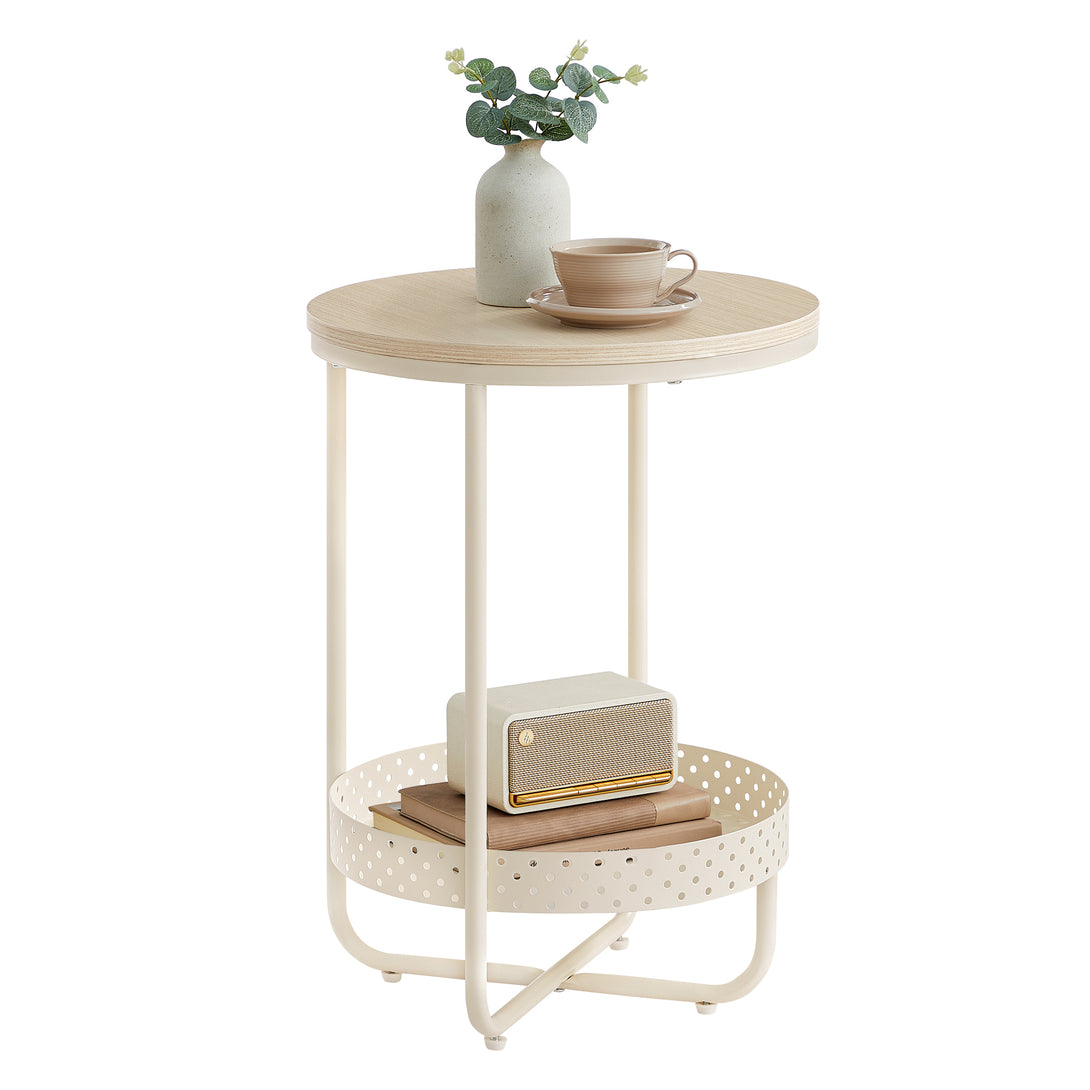 Okrúhly príručný stolík, priemer 40 cm, béžová farba-Vashome.sk