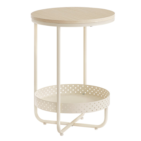 Okrúhly príručný stolík, priemer 40 cm, béžová farba-Vashome.sk