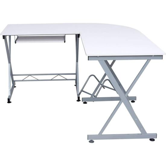 SONGMICS PC stôl, rohový písací stôl do domácej kancelárie, 150 x 138 x 75 cm, biely-Vashome.sk