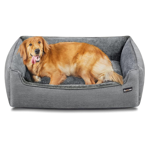 Pelech pre psa XL, posteľ pre domáce zvieratá so zvýšenými okrajmi, svetlosivý | FEANDREA-Vashome.sk
