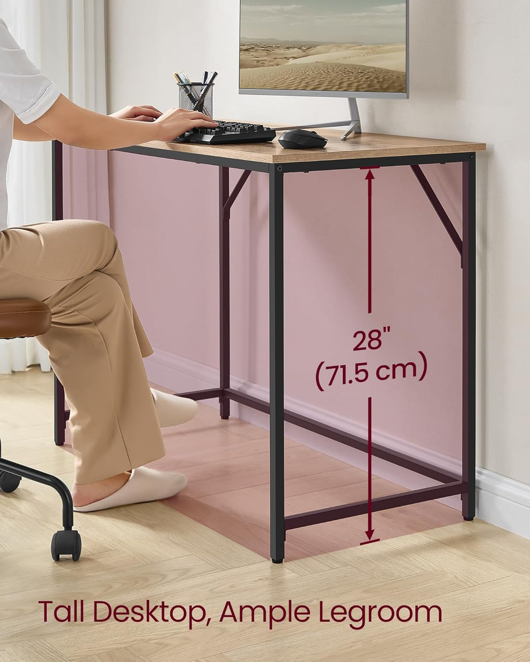 Písací stôl Kancelársky stôl 100 x 50 x 76 cm, ťavia hnedá, čierna farba-Vashome.sk