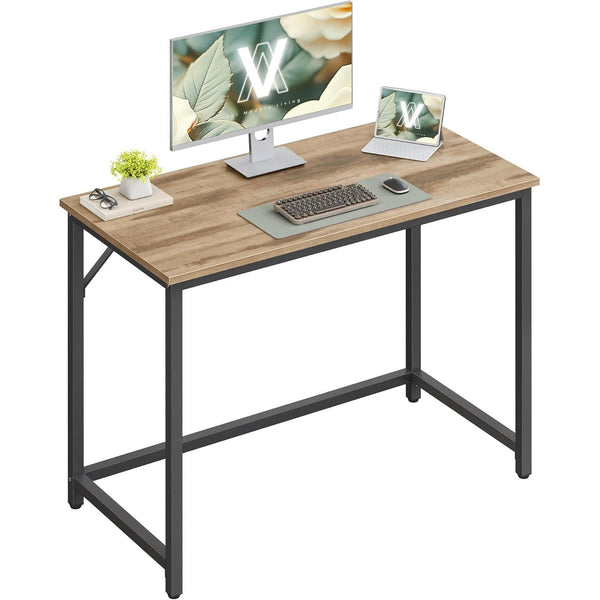 Písací stôl Kancelársky stôl 100 x 50 x 76 cm, ťavia hnedá, čierna farba-Vashome.sk