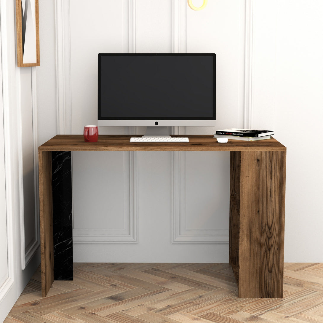 Íróasztal Lima - Walnut, Black Marble-Vashome.sk