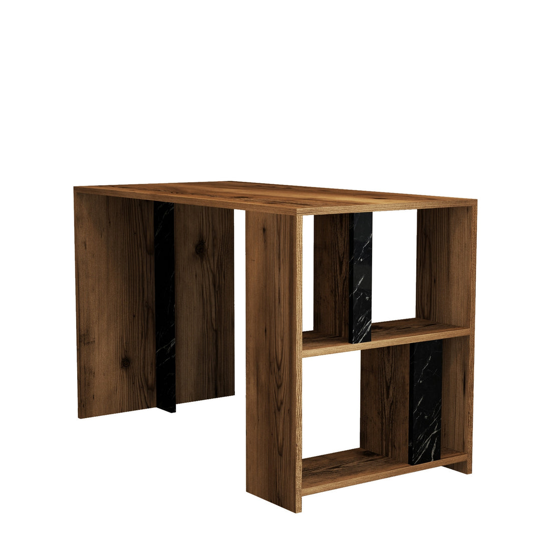 Íróasztal Lima - Walnut, Black Marble-Vashome.sk
