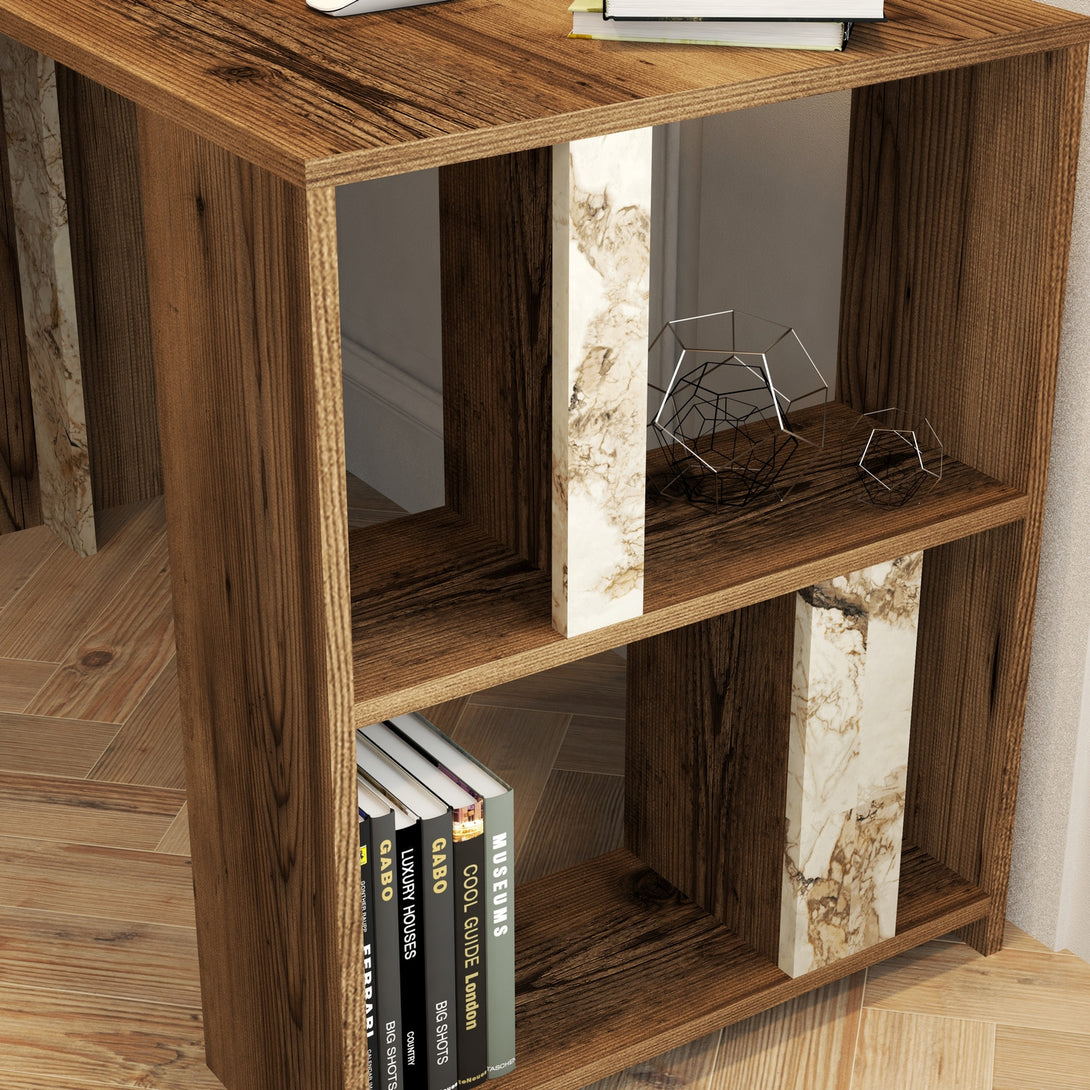 Íróasztal Lima - Walnut, White Marble-Vashome.sk