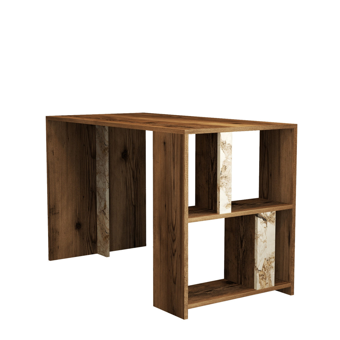 Íróasztal Lima - Walnut, White Marble-Vashome.sk