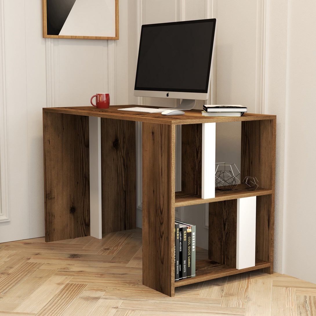 Íróasztal Lima - Walnut, White-Vashome.sk