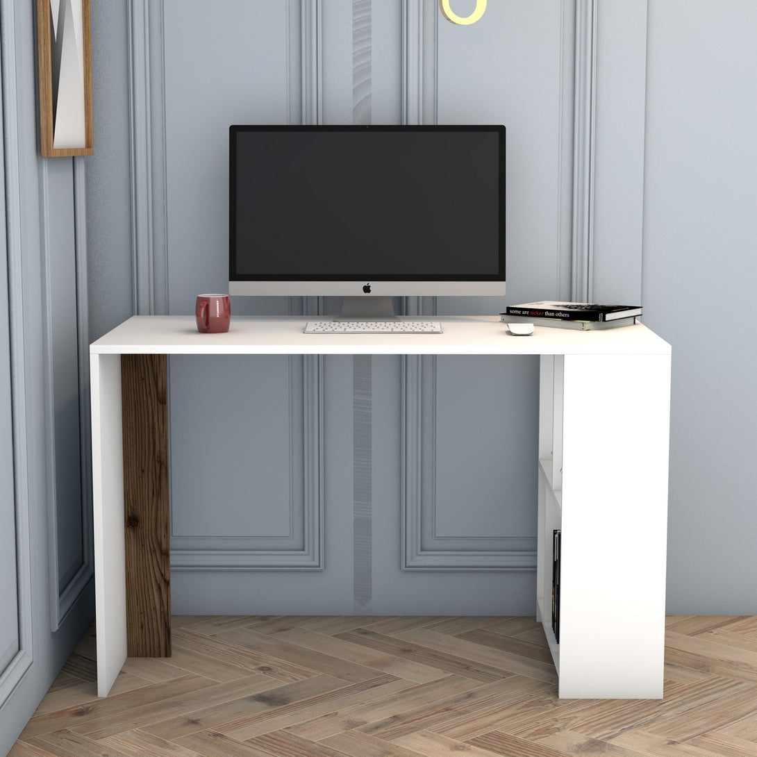 Íróasztal Lima - White, Walnut-Vashome.sk