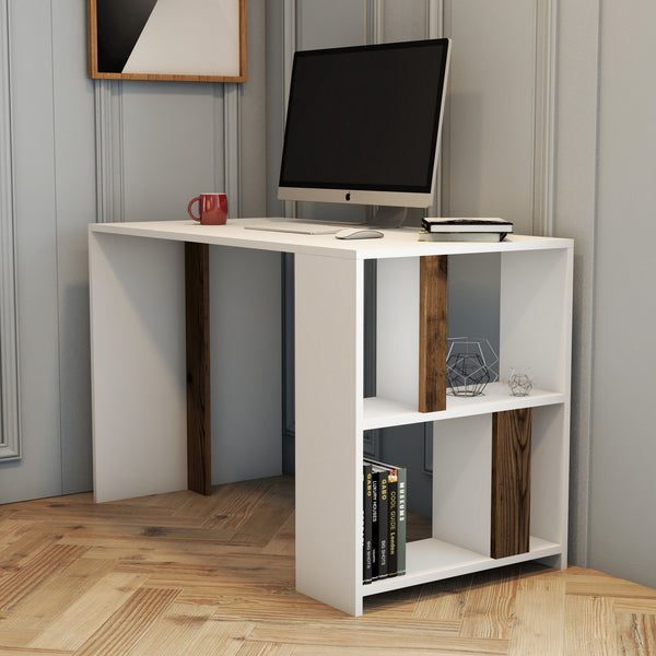 Íróasztal Lima - White, Walnut-Vashome.sk