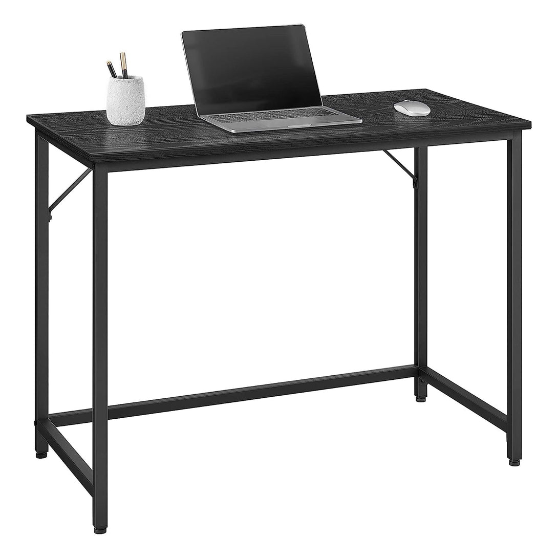 Písací stôl, malý kancelársky stôl s kovovým rámom, čierny | VASAGLE-Vashome.sk