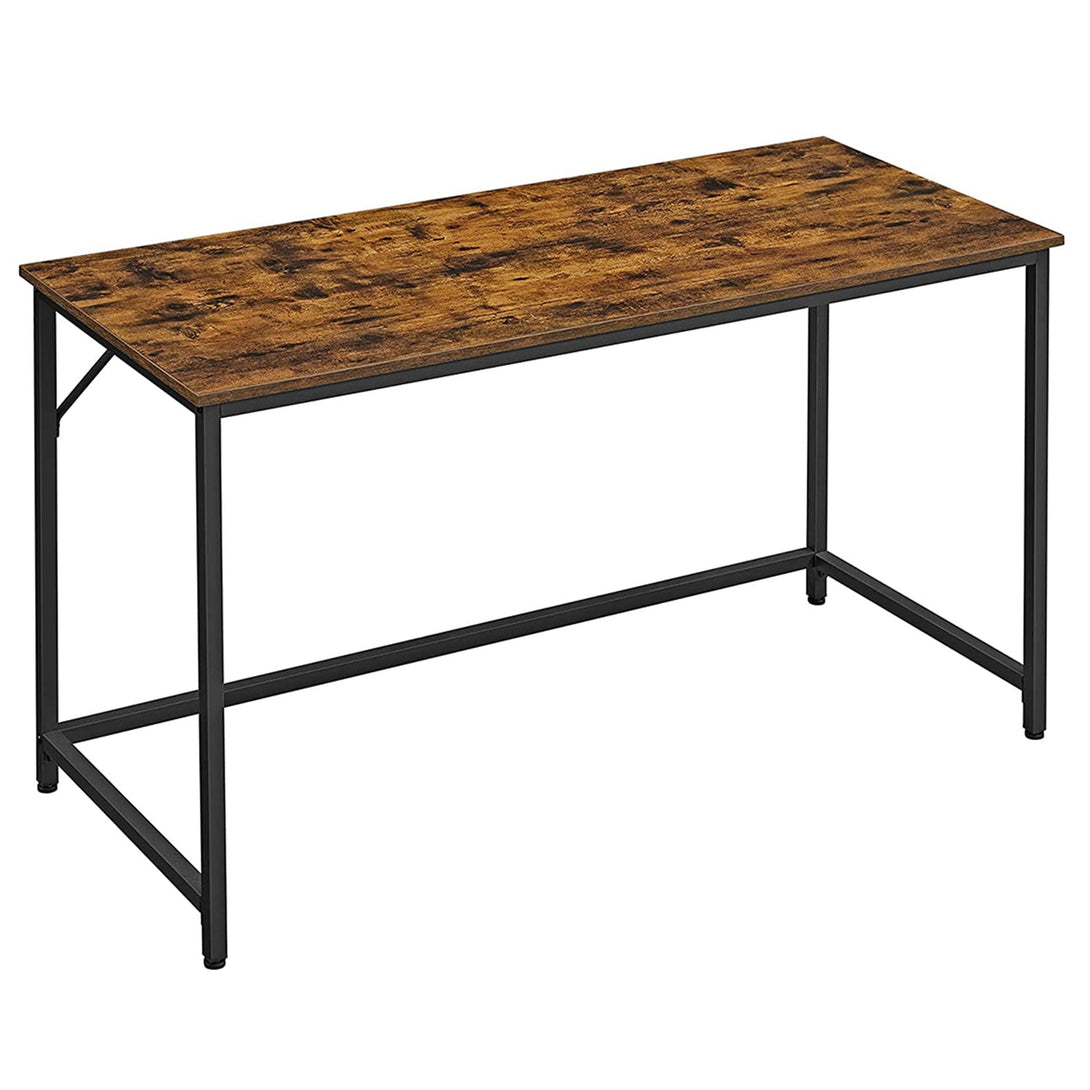 Písací stôl s kovovým rámom, 140 x 75 x 60 cm, rustikálny hnedý-Vashome.sk