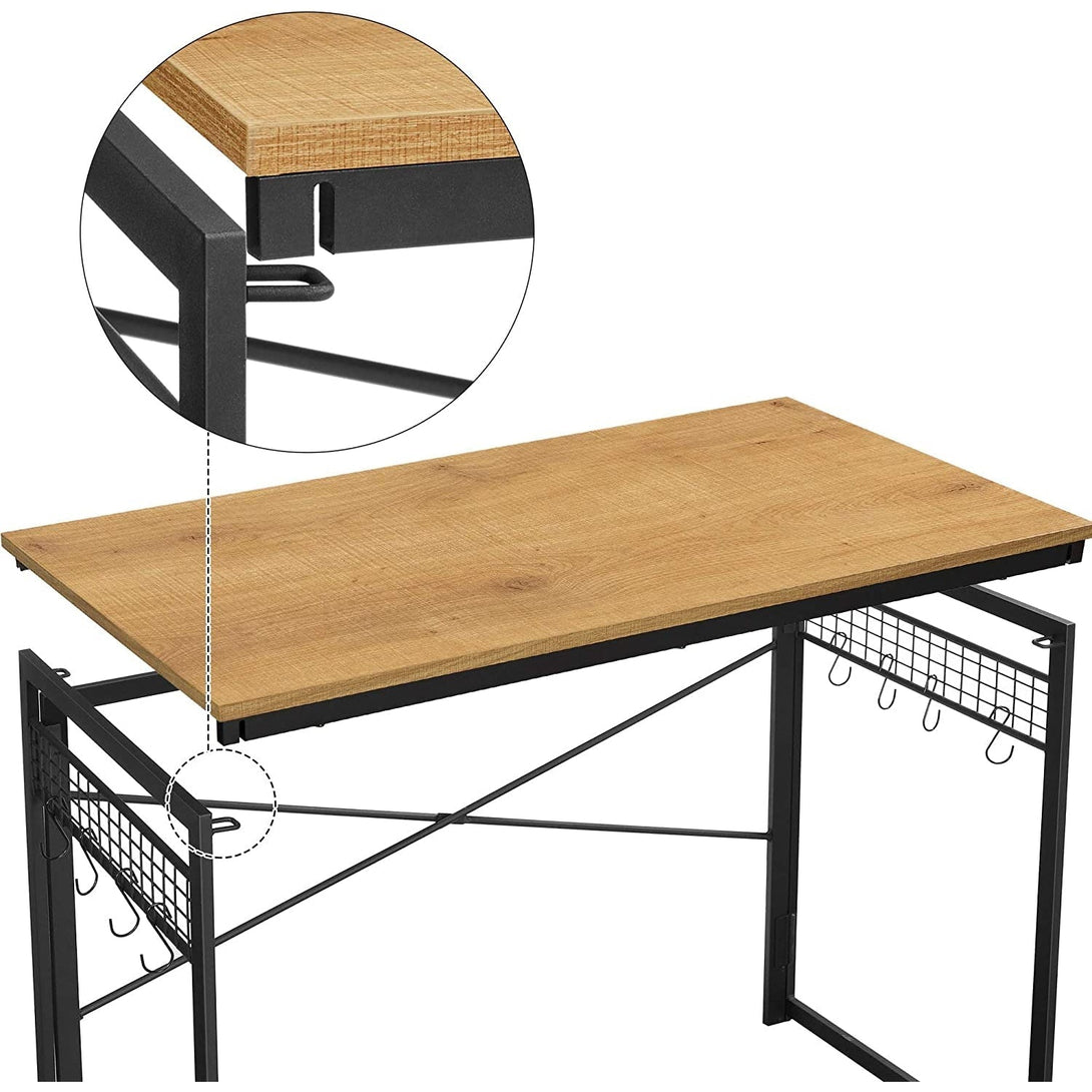 Písací stôl skladateľný, v medovo hnedej a čiernej farbe-Vashome.sk