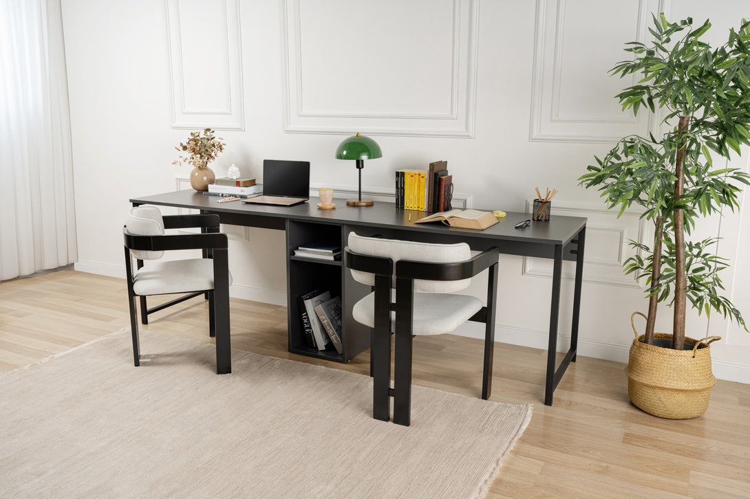 Íróasztal Twin Study Desk - Anthracite, Black-Vashome.sk