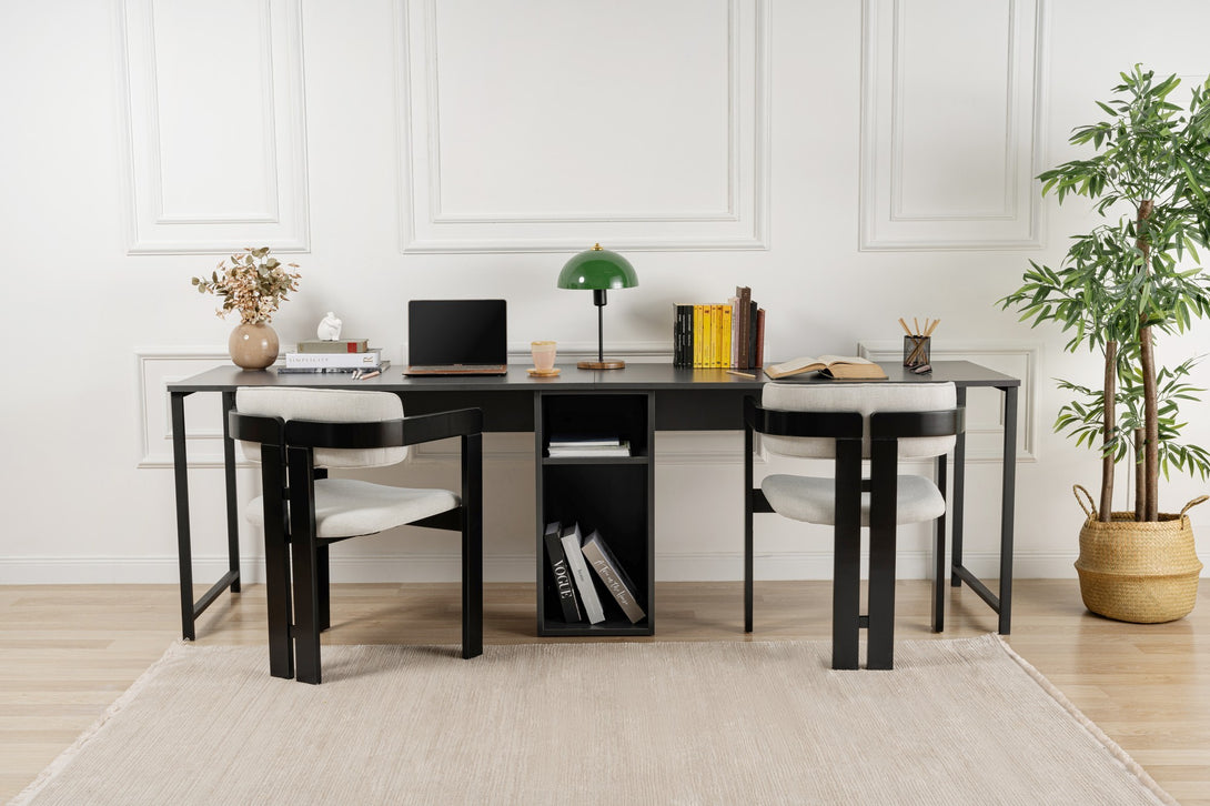 Íróasztal Twin Study Desk - Anthracite, Black-Vashome.sk