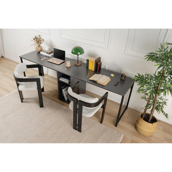 Íróasztal Twin Study Desk - Anthracite, Black-Vashome.sk