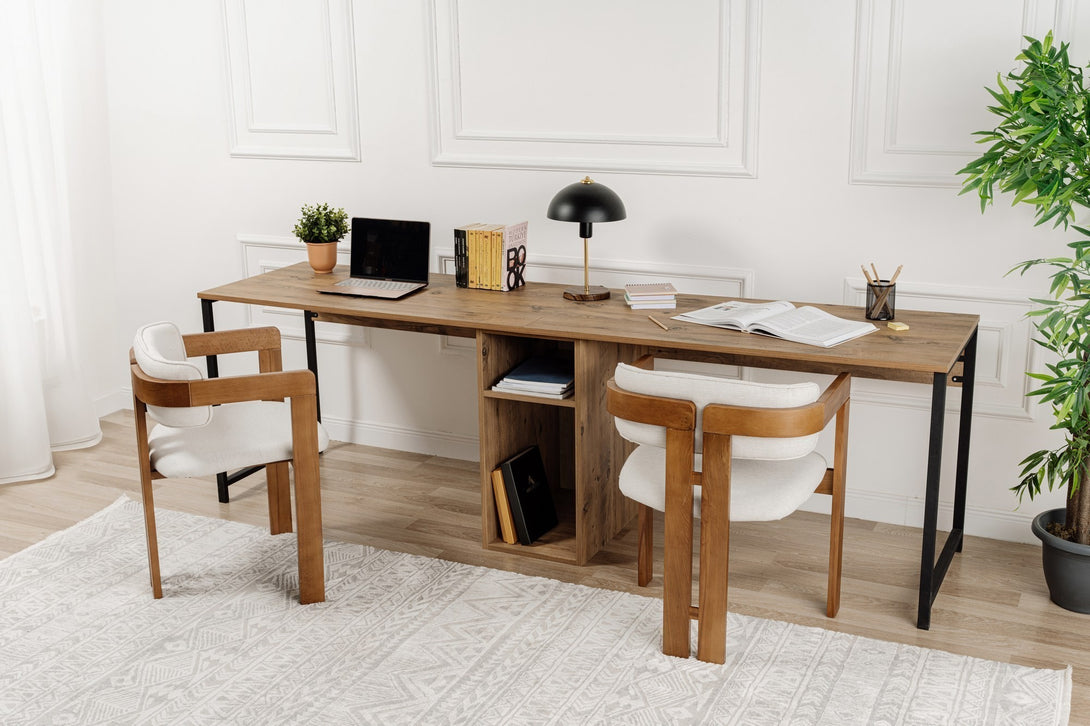 Íróasztal Twin Study Desk - Atlantic Pine, Black-Vashome.sk