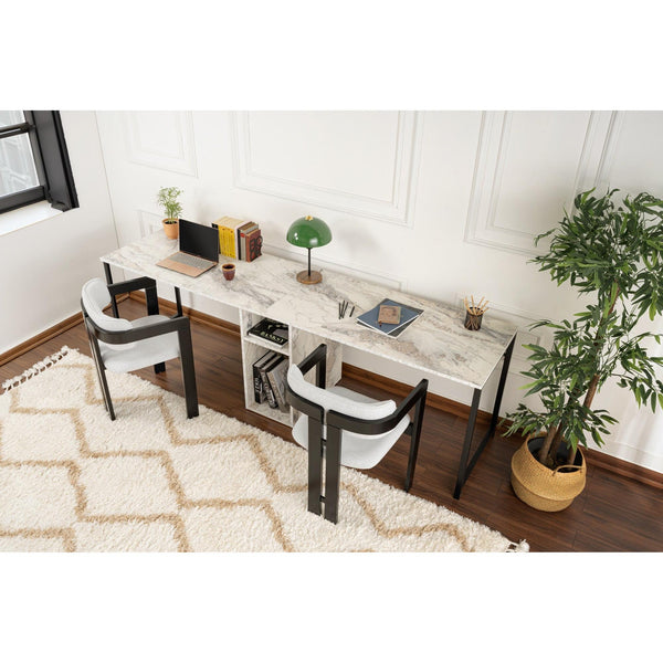 Íróasztal Twin Study Desk - Freesia Marble, Black-Vashome.sk