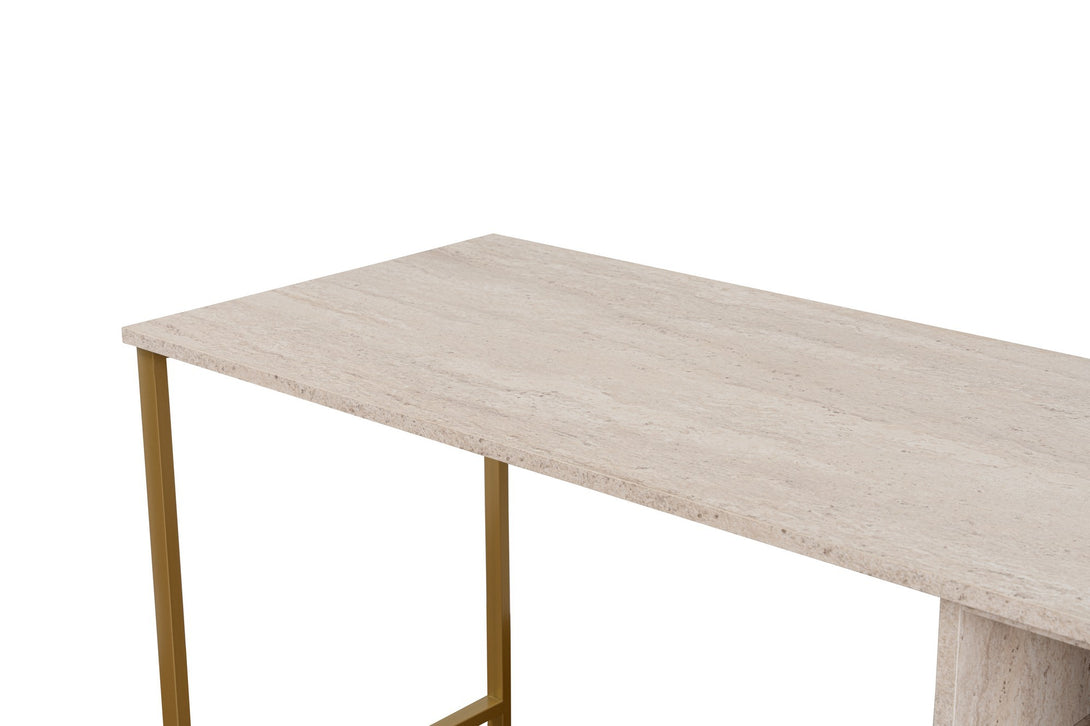 Íróasztal Twin Study Desk - Travertine, Gold-Vashome.sk