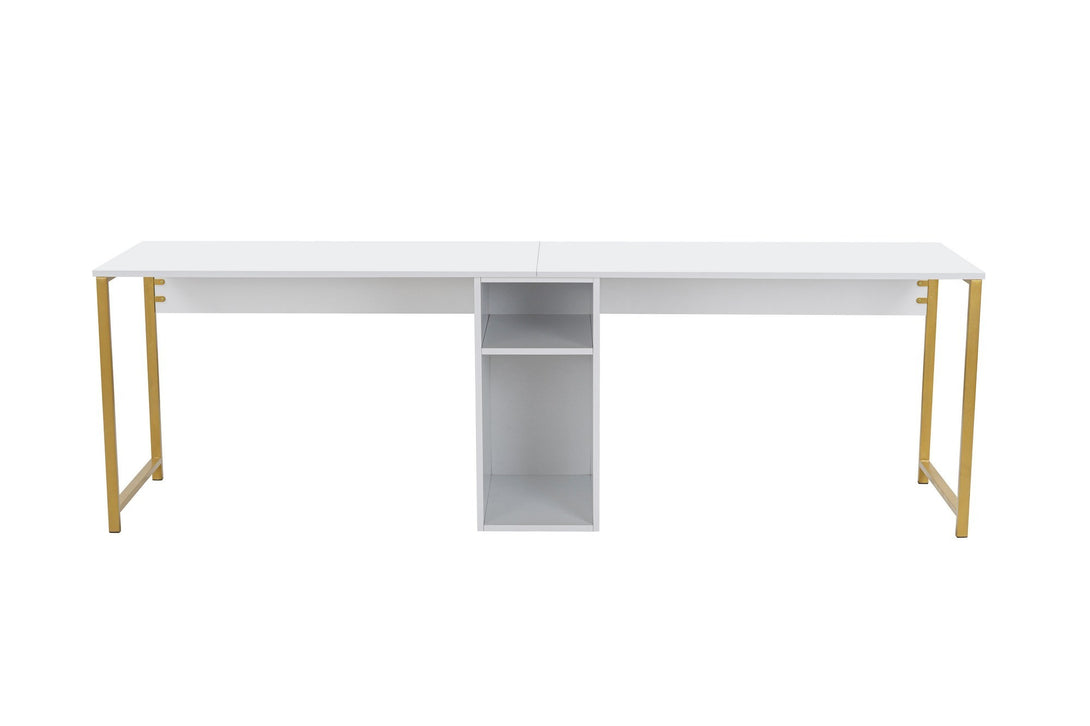 Íróasztal Twin Study Desk - White, Gold-Vashome.sk