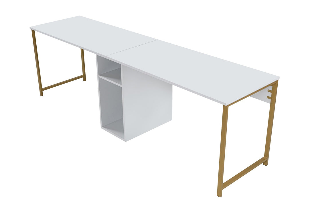 Íróasztal Twin Study Desk - White, Gold-Vashome.sk