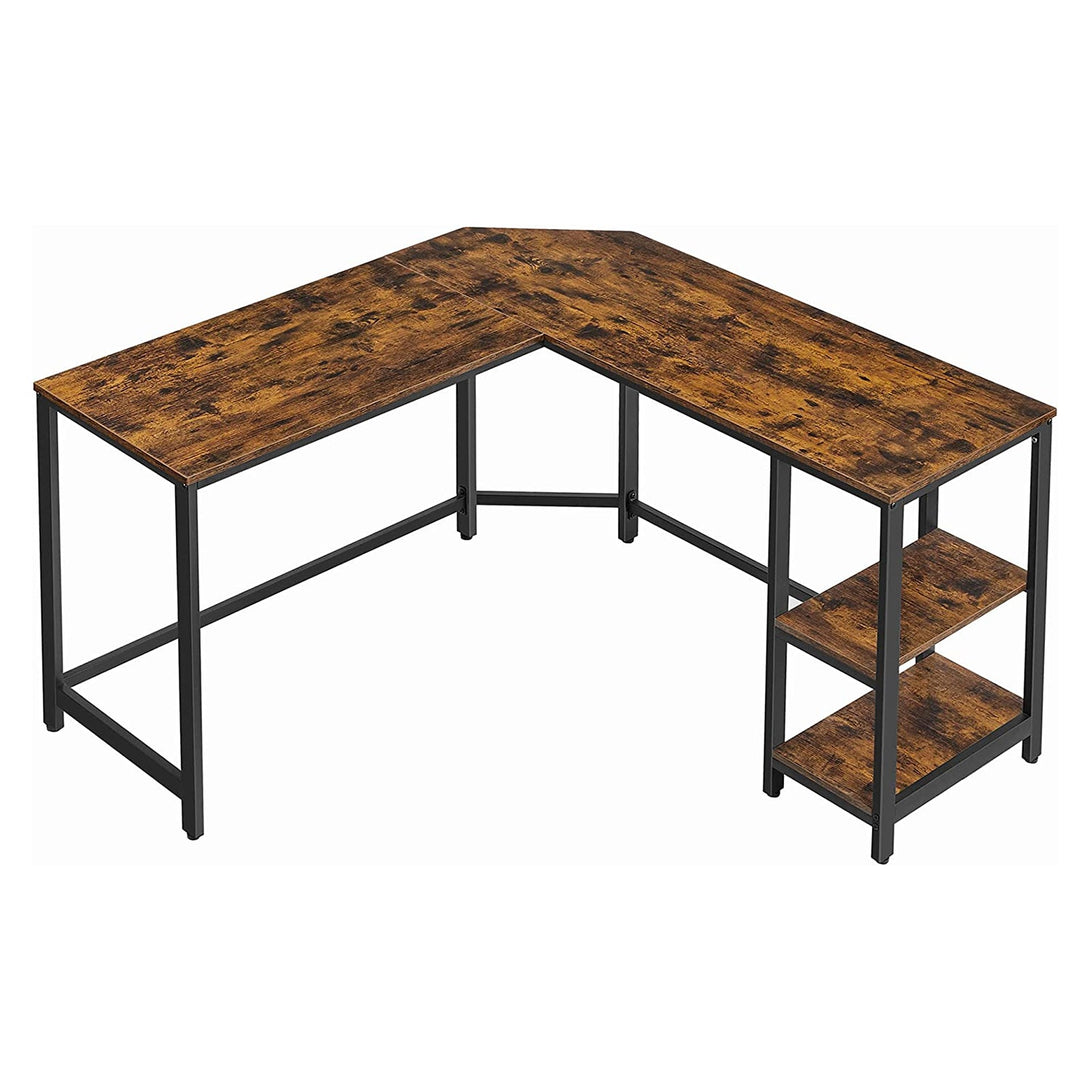 VASAGLE Počítačový stôl v tvare L, 138 x 138 x 76, rustikálna hnedá-Vashome.sk