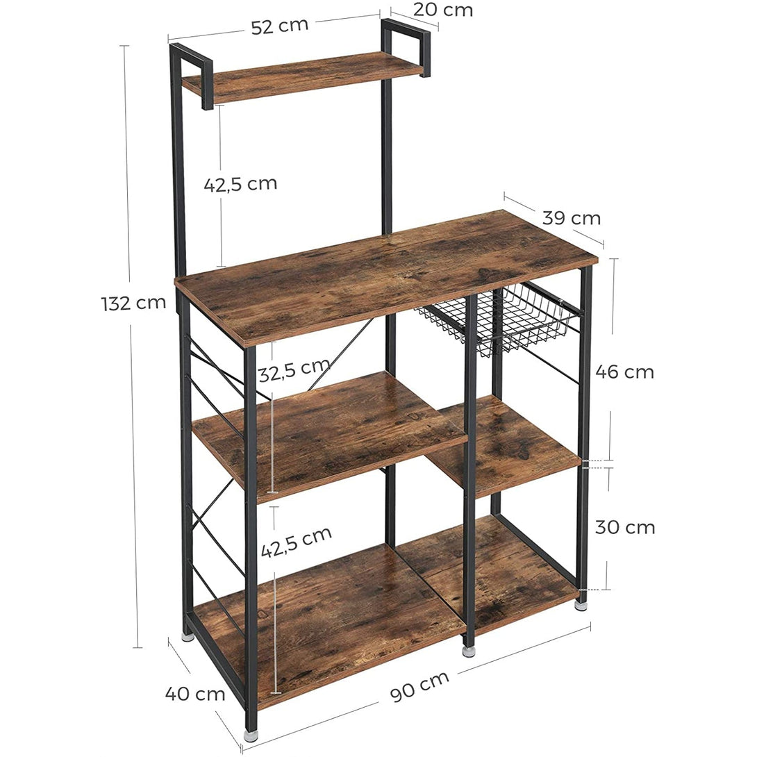 Policový kuchynský stojan s drôteným košom 90 x 40 x 132 cm-Vashome.sk