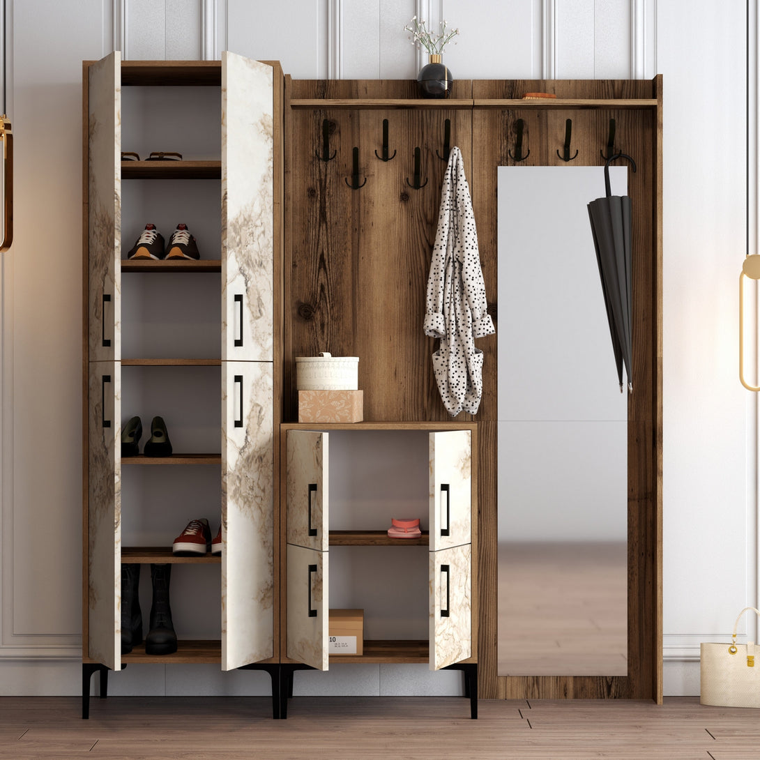 Predsieňová stena Berlin ABC - Walnut, White Marble-Vashome.sk